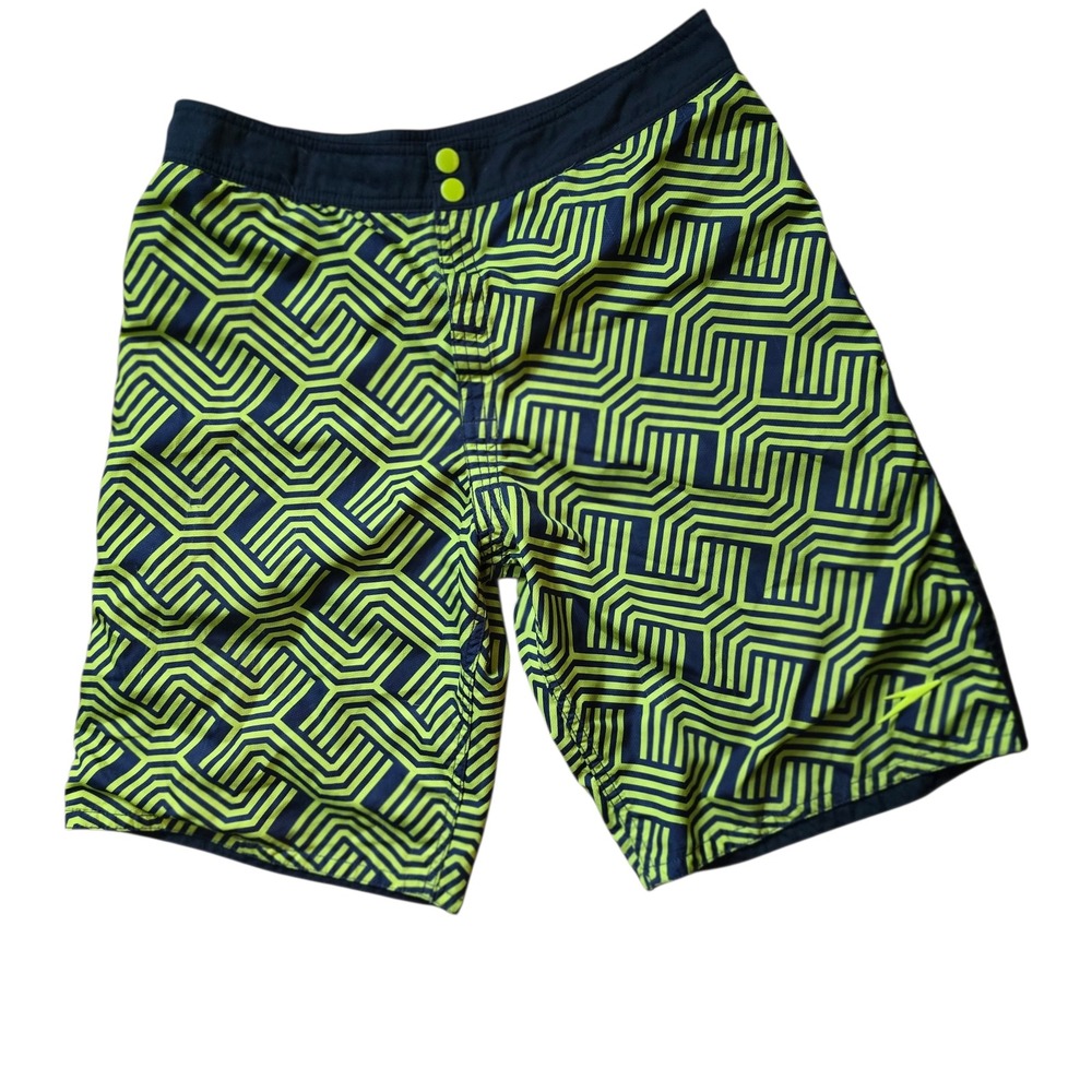 Speedo Men's‎ Board Shorts Swim Trunks Neon Geometric Print Size 30